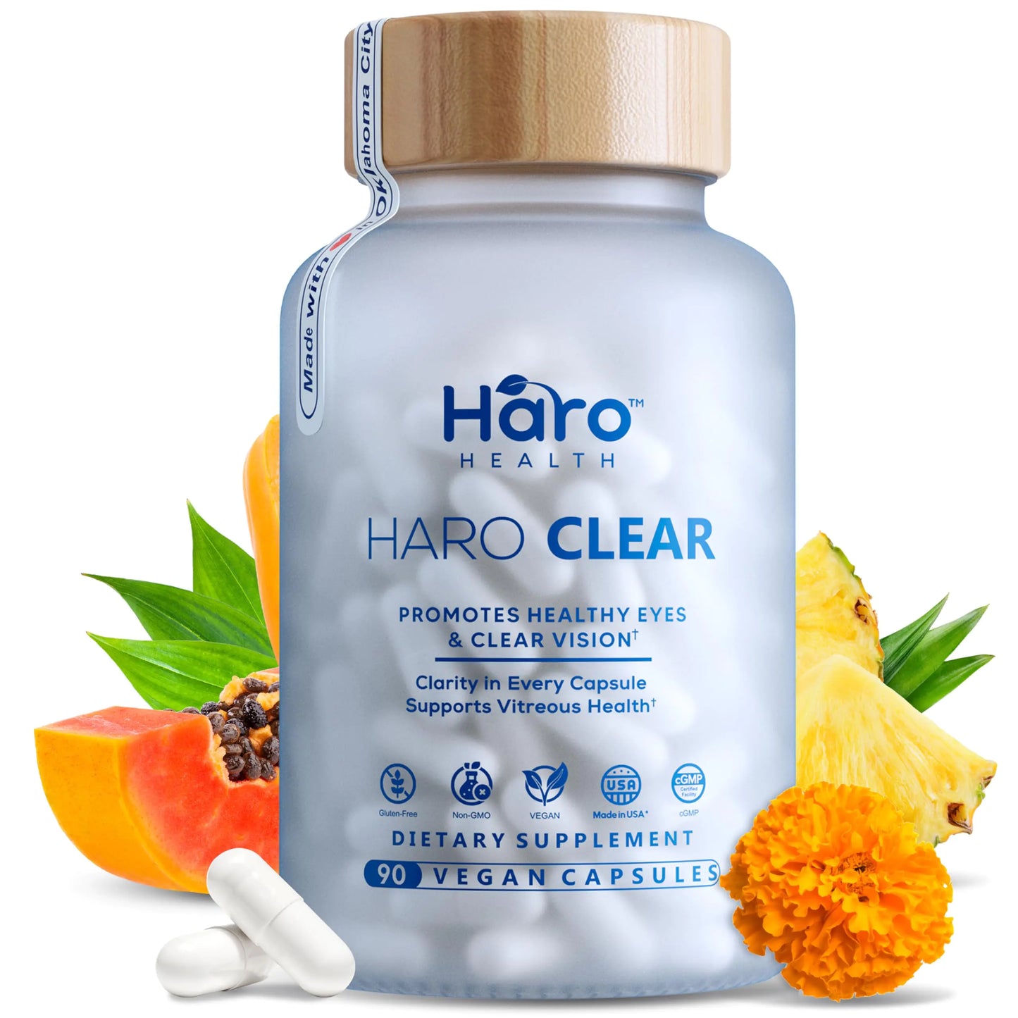 Haro Clear - Lutein Zeaxanthin Eye Vitamins Vision Health Supplements for Adults Dry Eyes Formula Lysine Supplement - Floaters Supplements - Vision Health Vitamins with AREDS 2 Formula- 90 Capsules