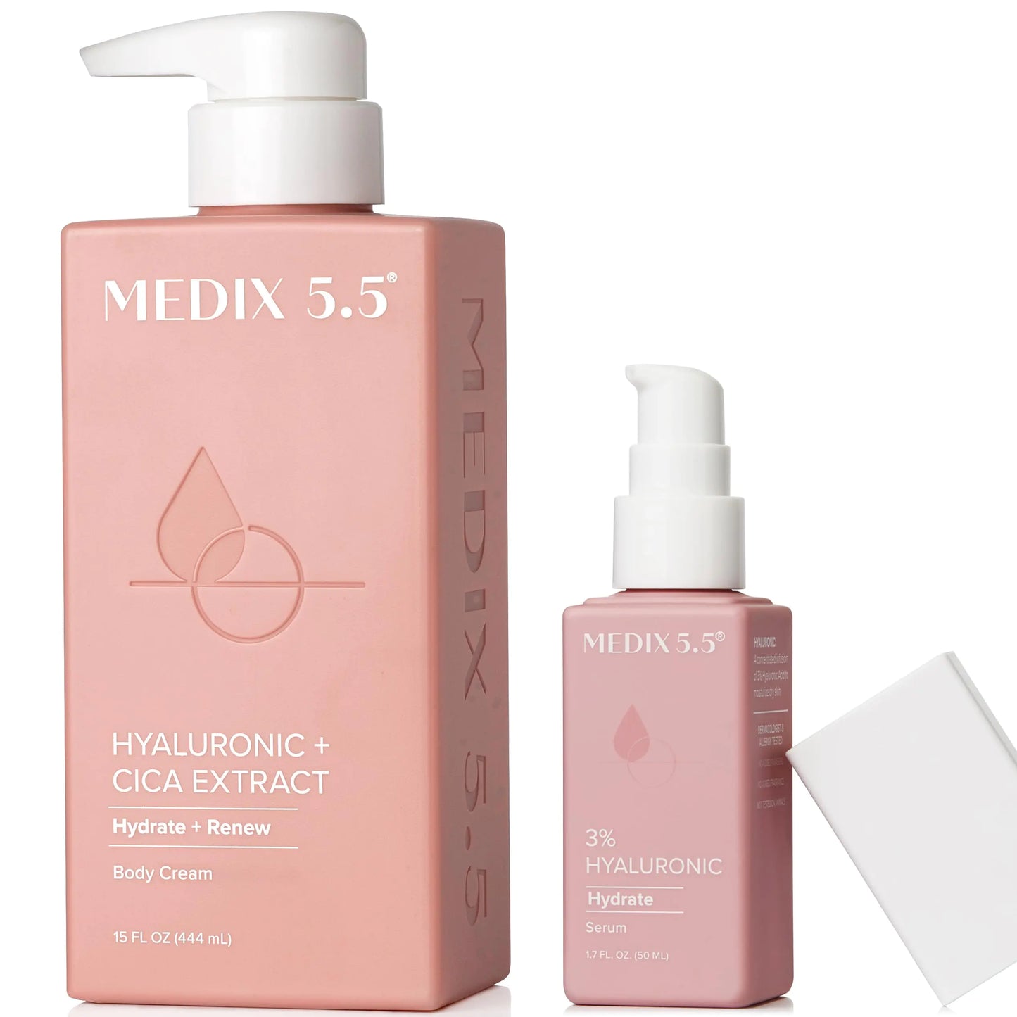 Medix 5.5 Hyaluronic Acid Body Cream Moisturizer Lotion + 3% Concentrated Hyaluronic Acid Body Serum & Body Booster | Crepey Skin Hyaluronic Acid Moisturizer | 2PC Hydrating Skin Care Set