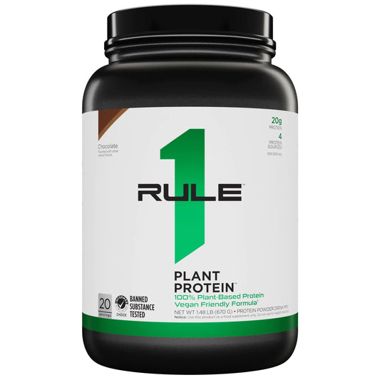 Rule 1 Proteins Plant Protein - Vegan Gluten-Free Dairy Free & Soy Free Protein Powder with 20g Protein per Serving (20 Servings Chocolate)